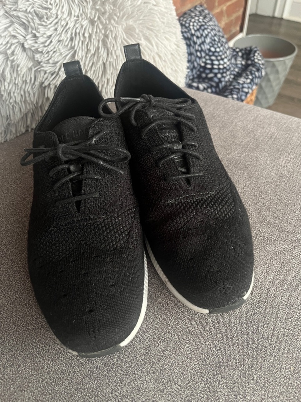 Cole Haan Black Knit Lace-Up Sneakers